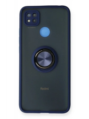 Newface Xiaomi Redmi 9C Kılıf Montreal Yüzüklü Silikon Kapak - Lacivert