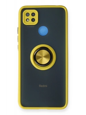 Newface Xiaomi Redmi 9C Kılıf Montreal Yüzüklü Silikon Kapak - Sarı