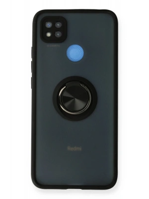 Newface Xiaomi Redmi 9C Kılıf Montreal Yüzüklü Silikon Kapak - Siyah