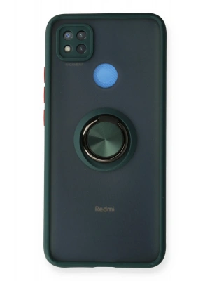 Newface Xiaomi Redmi 9C Kılıf Montreal Yüzüklü Silikon Kapak - Yeşil