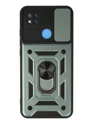 Newface Xiaomi Redmi 9C Kılıf Pars Lens Yüzüklü Silikon - Yeşil