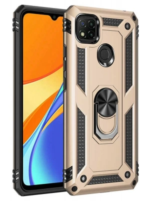 Newface Xiaomi Redmi 9C Kılıf Sofya Yüzüklü Silikon Kapak - Gold