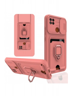 Newface Xiaomi Redmi 9C Kılıf Zuma Kartvizitli Yüzüklü Silikon - Pembe