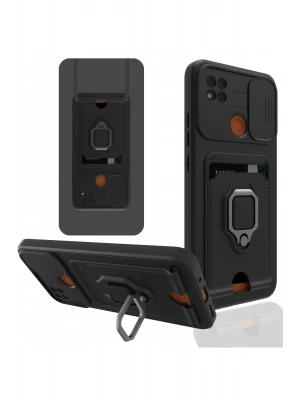 Newface Xiaomi Redmi 9C Kılıf Zuma Kartvizitli Yüzüklü Silikon - Siyah