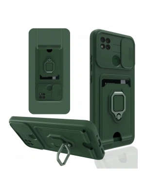 Newface Xiaomi Redmi 9C Kılıf Zuma Kartvizitli Yüzüklü Silikon - Yeşil