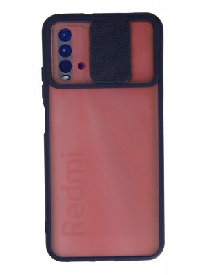 Newface Xiaomi Redmi 9T Kılıf Palm Buzlu Kamera Sürgülü Silikon - Lacivert