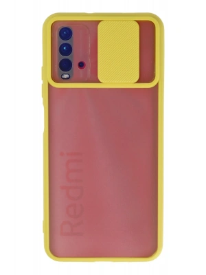 Newface Xiaomi Redmi 9T Kılıf Palm Buzlu Kamera Sürgülü Silikon - Sarı