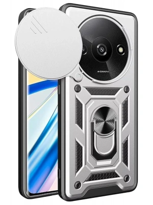 Newface Xiaomi Redmi A3 4G Kılıf Pars Lens Yüzüklü Silikon - Gümüş