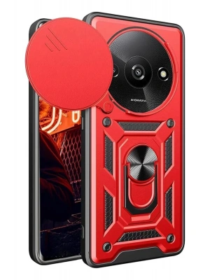 Newface Xiaomi Redmi A3 4G Kılıf Pars Lens Yüzüklü Silikon - Kırmızı