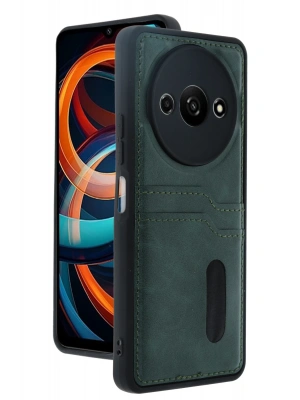 Newface Xiaomi Redmi A3 4G Kılıf Sara Kartvizitli Deri Kılıf - Koyu Yeşil