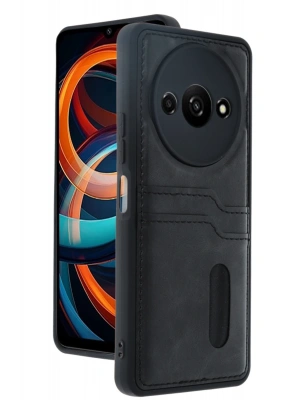 Newface Xiaomi Redmi A3 4G Kılıf Sara Kartvizitli Deri Kılıf - Siyah