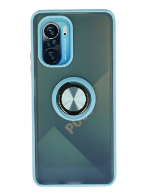 Newface Xiaomi Redmi K40 Kılıf Montreal Yüzüklü Silikon Kapak - Buz Mavi