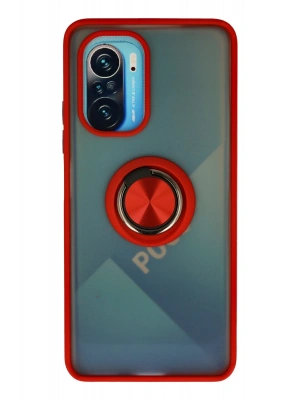 Newface Xiaomi Redmi K40 Kılıf Montreal Yüzüklü Silikon Kapak - Kırmızı