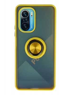 Newface Xiaomi Redmi K40 Kılıf Montreal Yüzüklü Silikon Kapak - Sarı