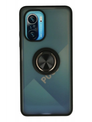 Newface Xiaomi Redmi K40 Kılıf Montreal Yüzüklü Silikon Kapak - Siyah