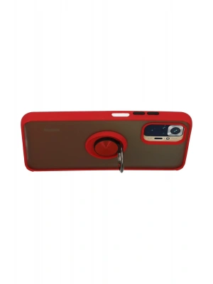 Newface Xiaomi Redmi Note 10 Kılıf Montreal Yüzüklü Silikon Kapak - Kırmızı