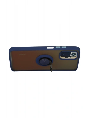 Newface Xiaomi Redmi Note 10 Kılıf Montreal Yüzüklü Silikon Kapak - Lacivert