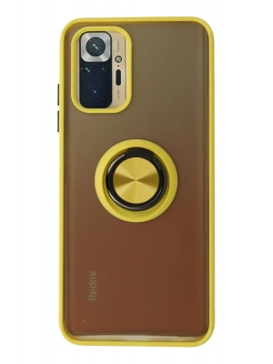 Newface Xiaomi Redmi Note 10 Kılıf Montreal Yüzüklü Silikon Kapak - Sarı