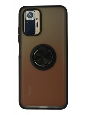 Newface Xiaomi Redmi Note 10 Kılıf Montreal Yüzüklü Silikon Kapak - Siyah