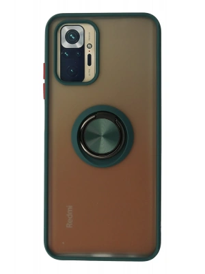 Newface Xiaomi Redmi Note 10 Kılıf Montreal Yüzüklü Silikon Kapak - Yeşil