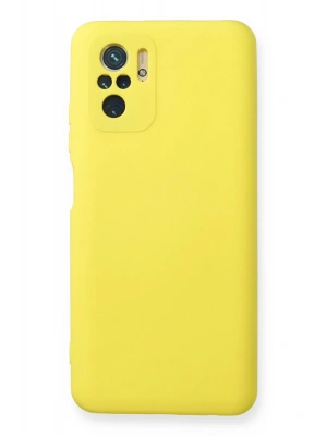 Newface Xiaomi Redmi Note 10 Kılıf Nano içi Kadife Silikon - Sarı