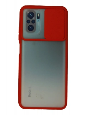 Newface Xiaomi Redmi Note 10 Kılıf Palm Buzlu Kamera Sürgülü Silikon - Kırmızı