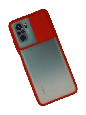 Newface Xiaomi Redmi Note 10 Kılıf Palm Buzlu Kamera Sürgülü Silikon - Kırmızı