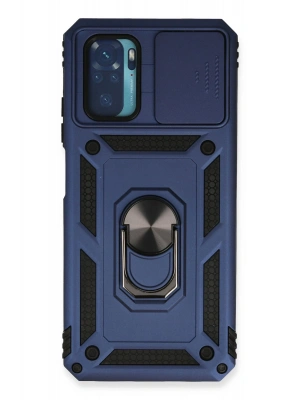 Newface Xiaomi Redmi Note 10 Kılıf Pars Lens Yüzüklü Silikon - Lacivert