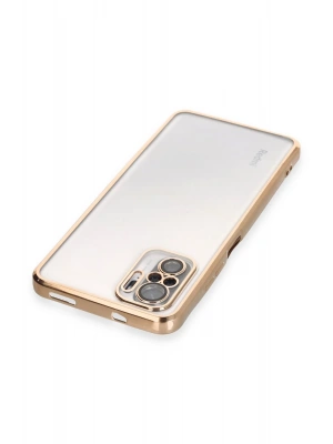 Newface Xiaomi Redmi Note 10 Kılıf Razer Lensli Silikon - Gold