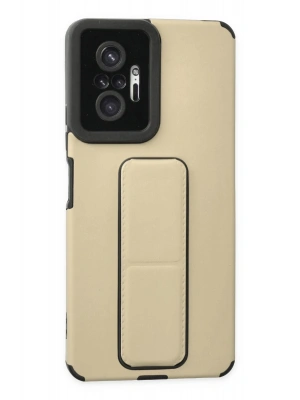 Newface Xiaomi Redmi Note 10 Pro Kılıf Mega Standlı Silikon - Gold