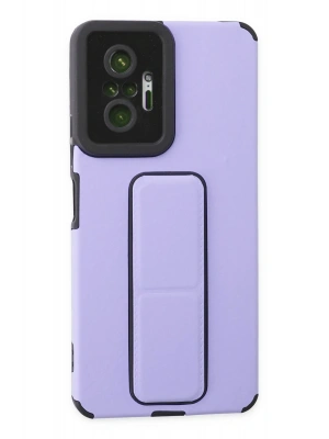 Newface Xiaomi Redmi Note 10 Pro Kılıf Mega Standlı Silikon - Lila