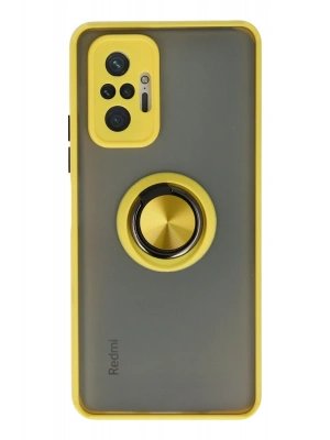 Newface Xiaomi Redmi Note 10 Pro Kılıf Montreal Yüzüklü Silikon Kapak - Sarı