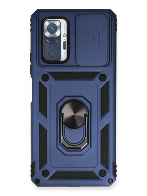 Newface Xiaomi Redmi Note 10 Pro Kılıf Pars Lens Yüzüklü Silikon - Lacivert