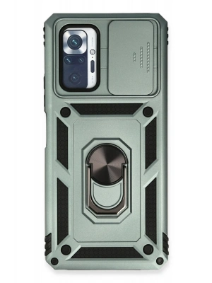 Newface Xiaomi Redmi Note 10 Pro Kılıf Pars Lens Yüzüklü Silikon - Yeşil