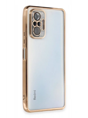Newface Xiaomi Redmi Note 10 Pro Kılıf Razer Lensli Silikon - Gold