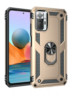 Newface Xiaomi Redmi Note 10 Pro Kılıf Sofya Yüzüklü Silikon Kapak - Gold