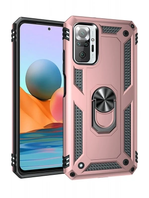 Newface Xiaomi Redmi Note 10 Pro Kılıf Sofya Yüzüklü Silikon Kapak - Rose