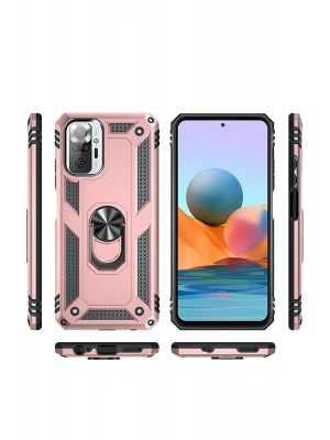 Newface Xiaomi Redmi Note 10 Pro Kılıf Sofya Yüzüklü Silikon Kapak - Rose
