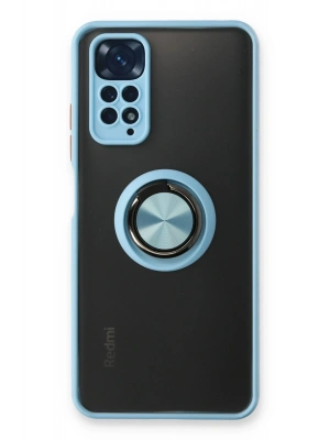 Newface Xiaomi Redmi Note 11 Kılıf Montreal Yüzüklü Silikon Kapak - Buz Mavi