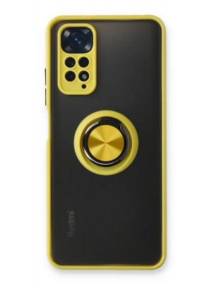 Newface Xiaomi Redmi Note 11 Kılıf Montreal Yüzüklü Silikon Kapak - Sarı