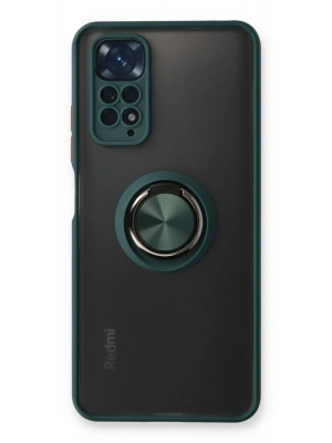 Newface Xiaomi Redmi Note 11 Kılıf Montreal Yüzüklü Silikon Kapak - Yeşil