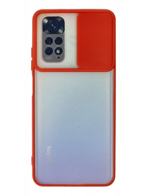 Newface Xiaomi Redmi Note 11 Kılıf Palm Buzlu Kamera Sürgülü Silikon - Kırmızı