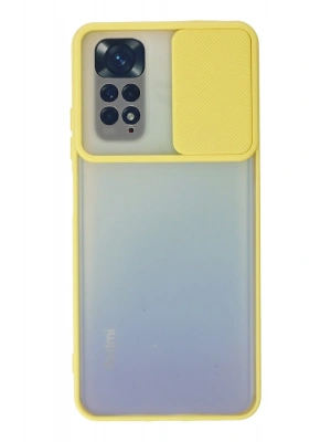 Newface Xiaomi Redmi Note 11 Kılıf Palm Buzlu Kamera Sürgülü Silikon - Sarı