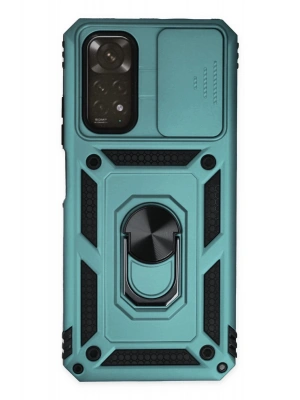 Newface Xiaomi Redmi Note 11 Kılıf Pars Lens Yüzüklü Silikon - Yeşil