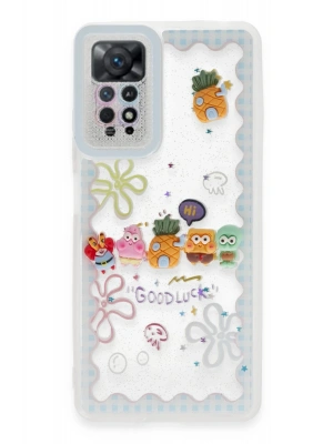 Newface Xiaomi Redmi Note 11 Kılıf Sweet Desenli Silikon Kapak - Açık Mavi