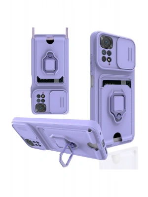 Newface Xiaomi Redmi Note 11 Kılıf Zuma Kartvizitli Yüzüklü Silikon - Lila