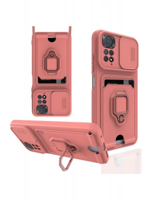 Newface Xiaomi Redmi Note 11 Kılıf Zuma Kartvizitli Yüzüklü Silikon - Pembe