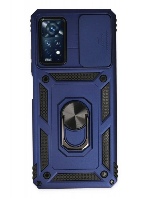 Newface Xiaomi Redmi Note 11 Pro Kılıf Pars Lens Yüzüklü Silikon - Lacivert