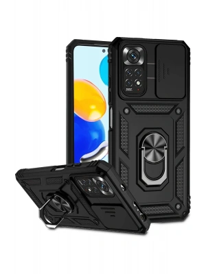 Newface Xiaomi Redmi Note 11 Pro Kılıf Pars Lens Yüzüklü Silikon - Siyah