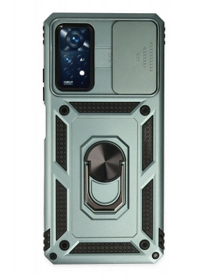 Newface Xiaomi Redmi Note 11 Pro Kılıf Pars Lens Yüzüklü Silikon - Yeşil